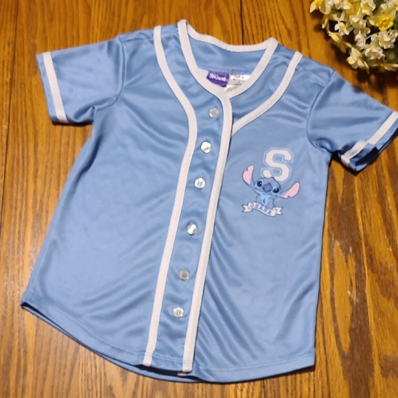 Disney Other - Disney Blue Lilo & Stitch Ohana Kids Baseball Shirt - Size 5